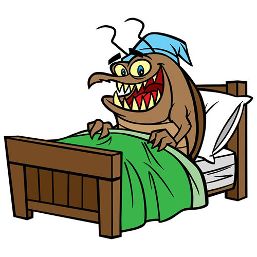 bed bug in bed cartoon