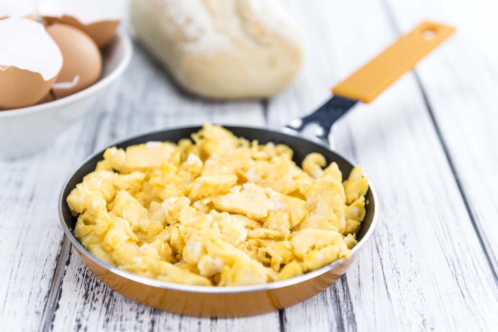 scrambled eggs in pan